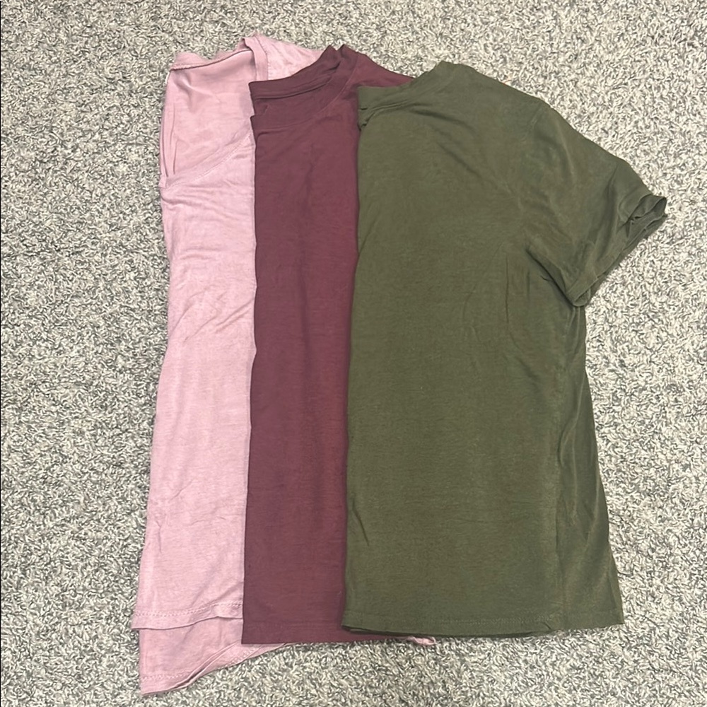 Women's Casual T-Shirt Set - Pink, Purple, and Green